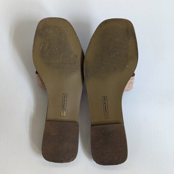 Steven New York Hayden Madden Sandals Nude Size 9 Croc Embossed Flat Slides - Picture 8 of 8